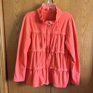 coral zip knit jacket